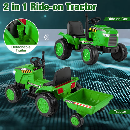 Tractor S617 12V Kids Ride On Car with Detachable Trailer