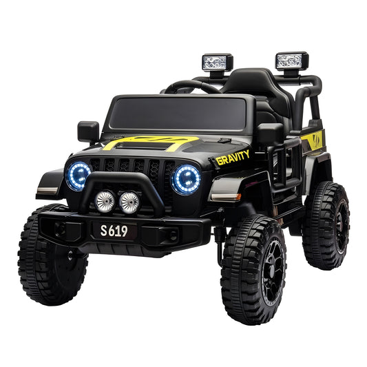 2025 S619 12V Electric Kids Ride On Jeep Wrangler Truck Black