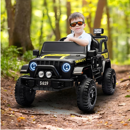 2025 S619 12V Electric Kids Ride On Jeep Wrangler Truck Black