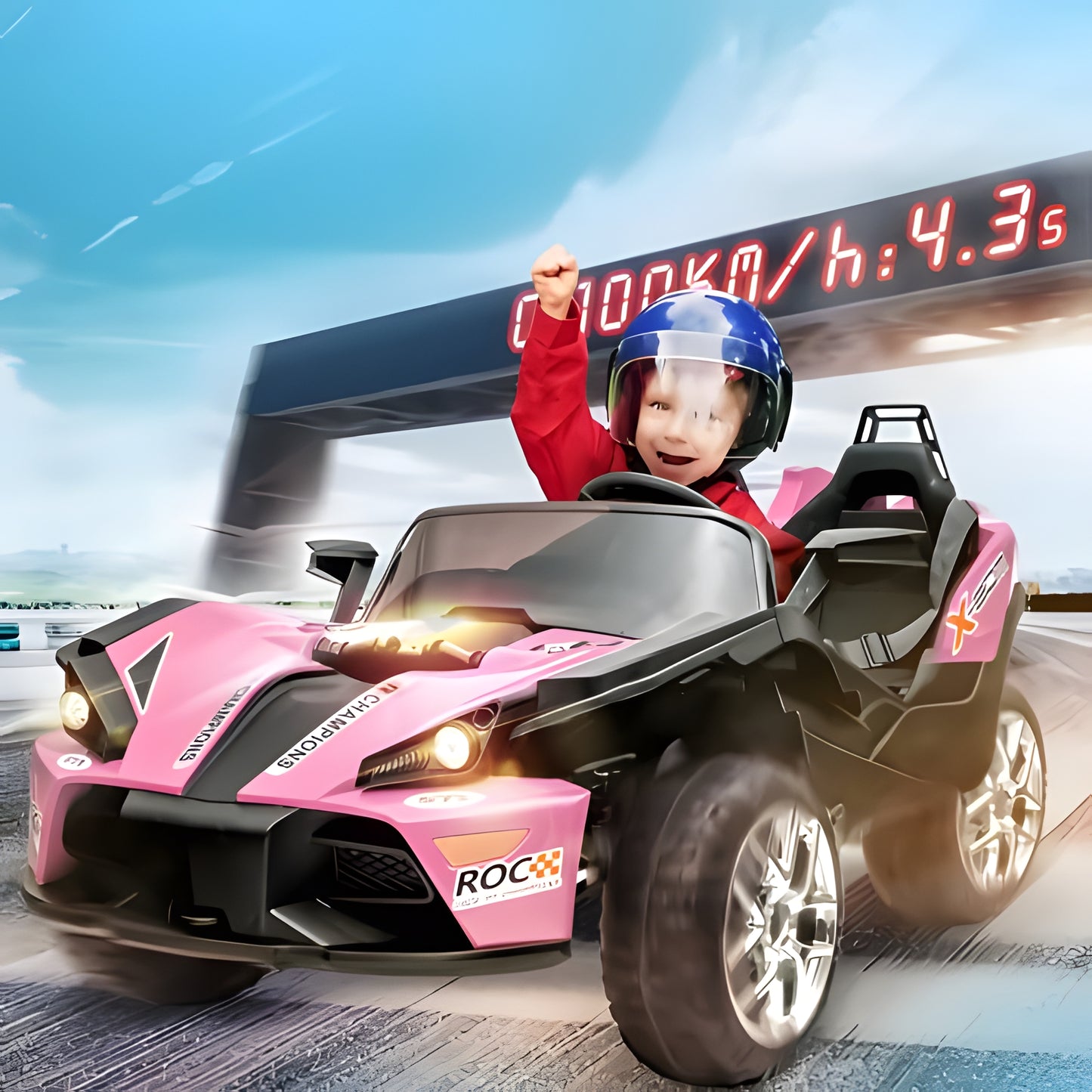 2025 Racing Sport Slingshot 12V Two Seater Kids Ride on Car Pink