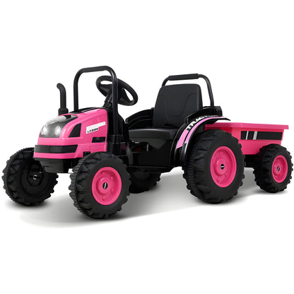 2025 HL338 6V Kids Electric Ride On Tractor with Detachable Wagon Pink