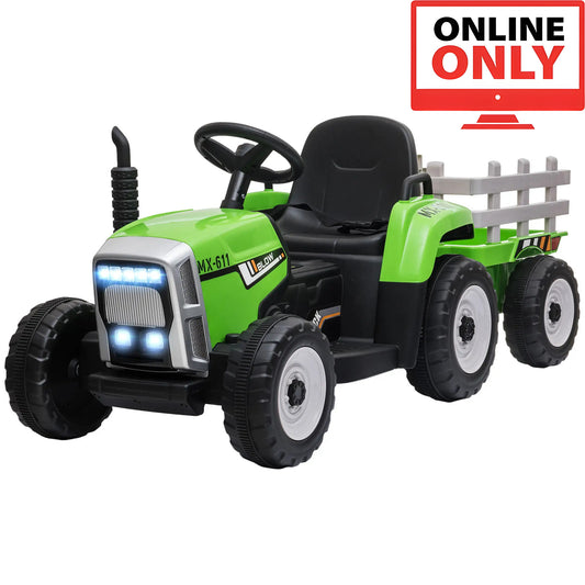 12V ZB281V80 Kids Ride on Tractor with Trailer Age 1-4 (Online Order Only)