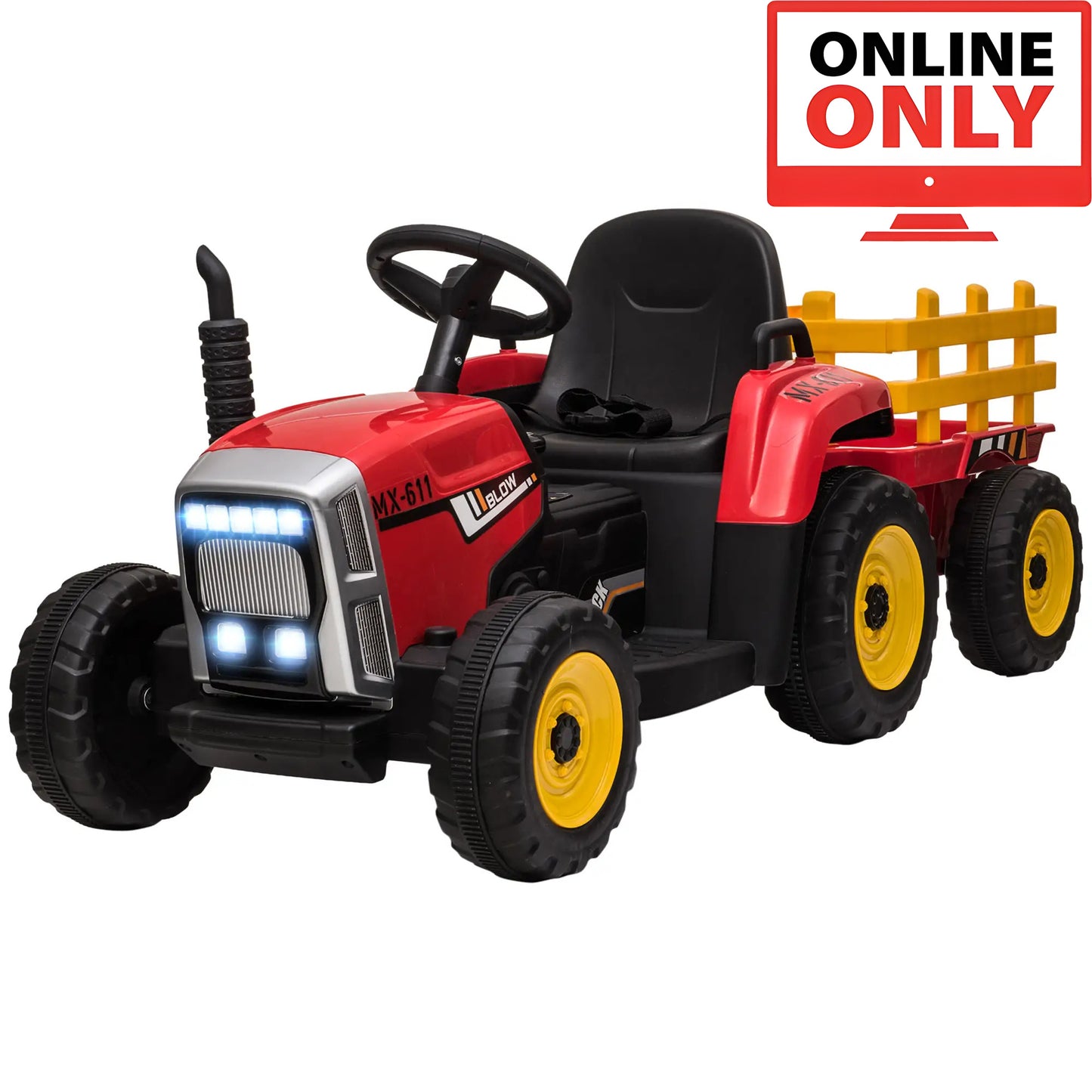12V ZB281V80 Kids Ride on Tractor with Trailer Age 1-4 (Online Order Only)