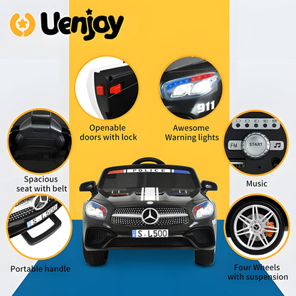 Licensed Mercedes-Benz SL500 UENJOY S301 12V Kids Ride On Police Car