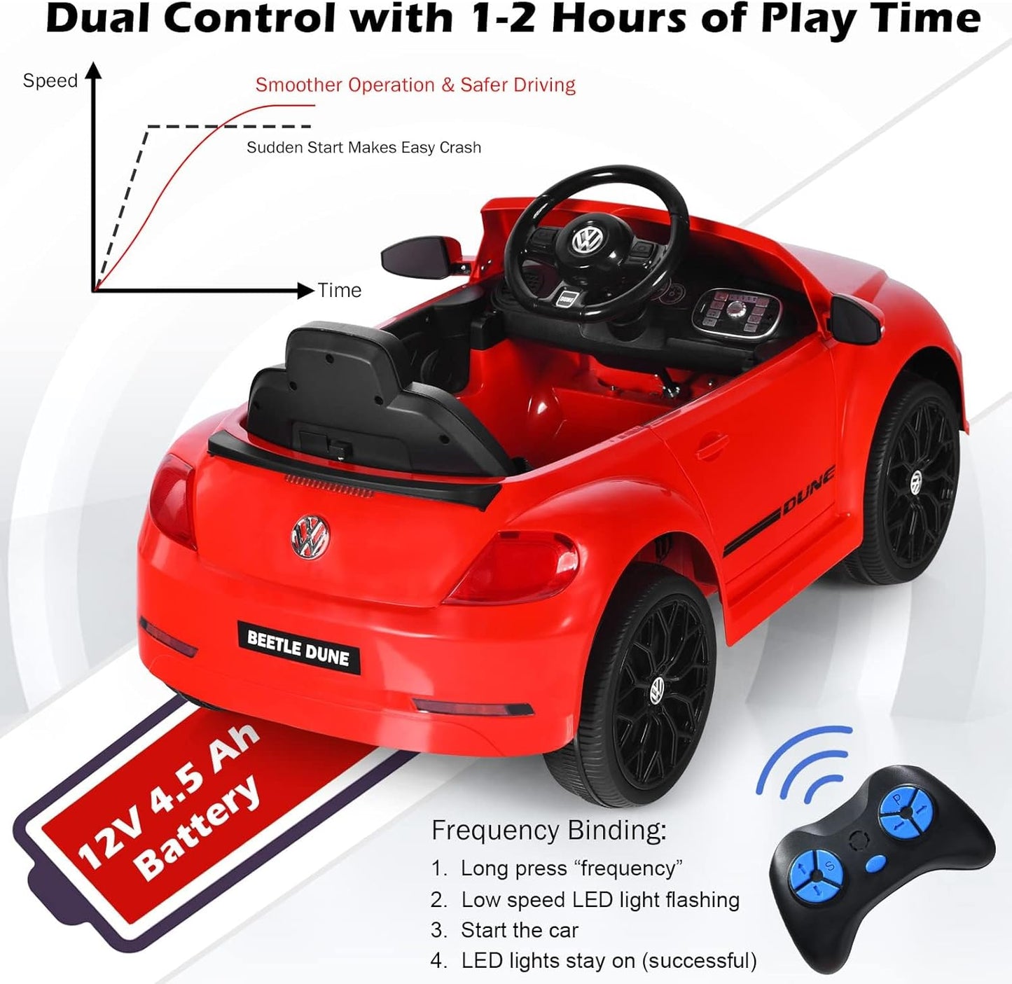Licensed Volkswagen Beetle S503 12V Kids Ride On Car Red