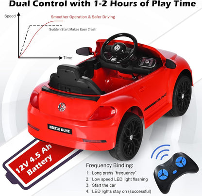 Licensed Volkswagen Beetle S503 12V Kids Ride On Car Red