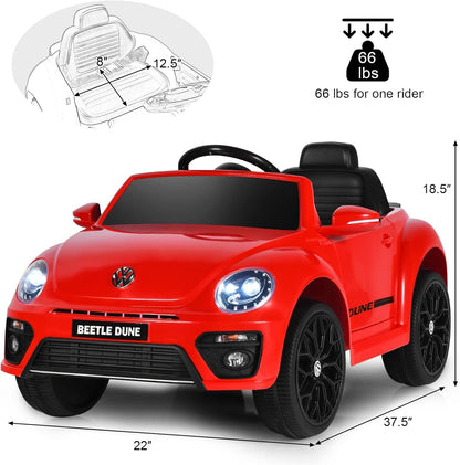 Licensed Volkswagen Beetle S503 12V Kids Ride On Car Red