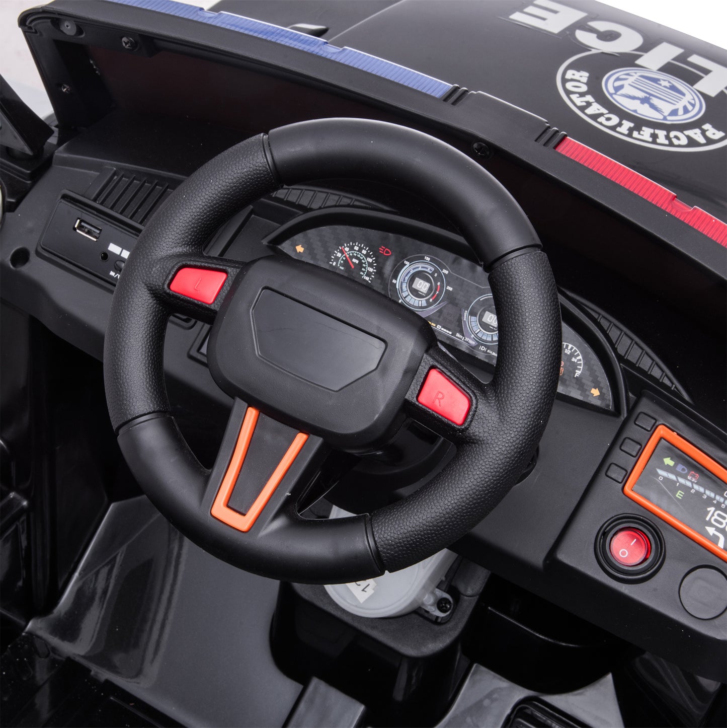 2025 ZB-021 12V Kids Ride On Police Car with Walkie Talkie