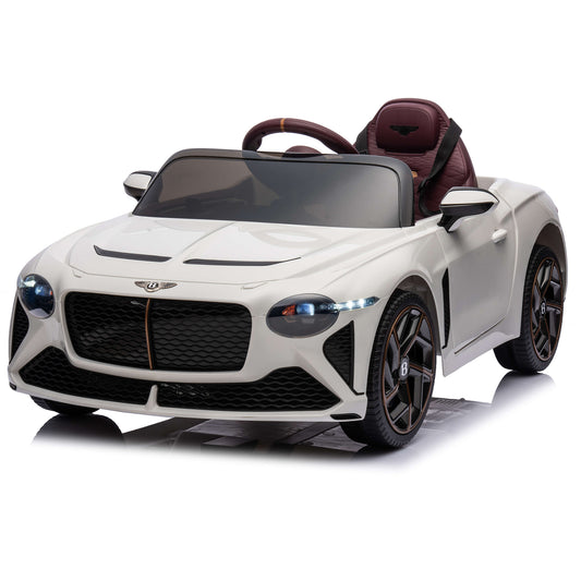 Licensed Bentley Bacalar ZB-1008 12V Kids Ride On Car Leather Seater Rubber Wheel White