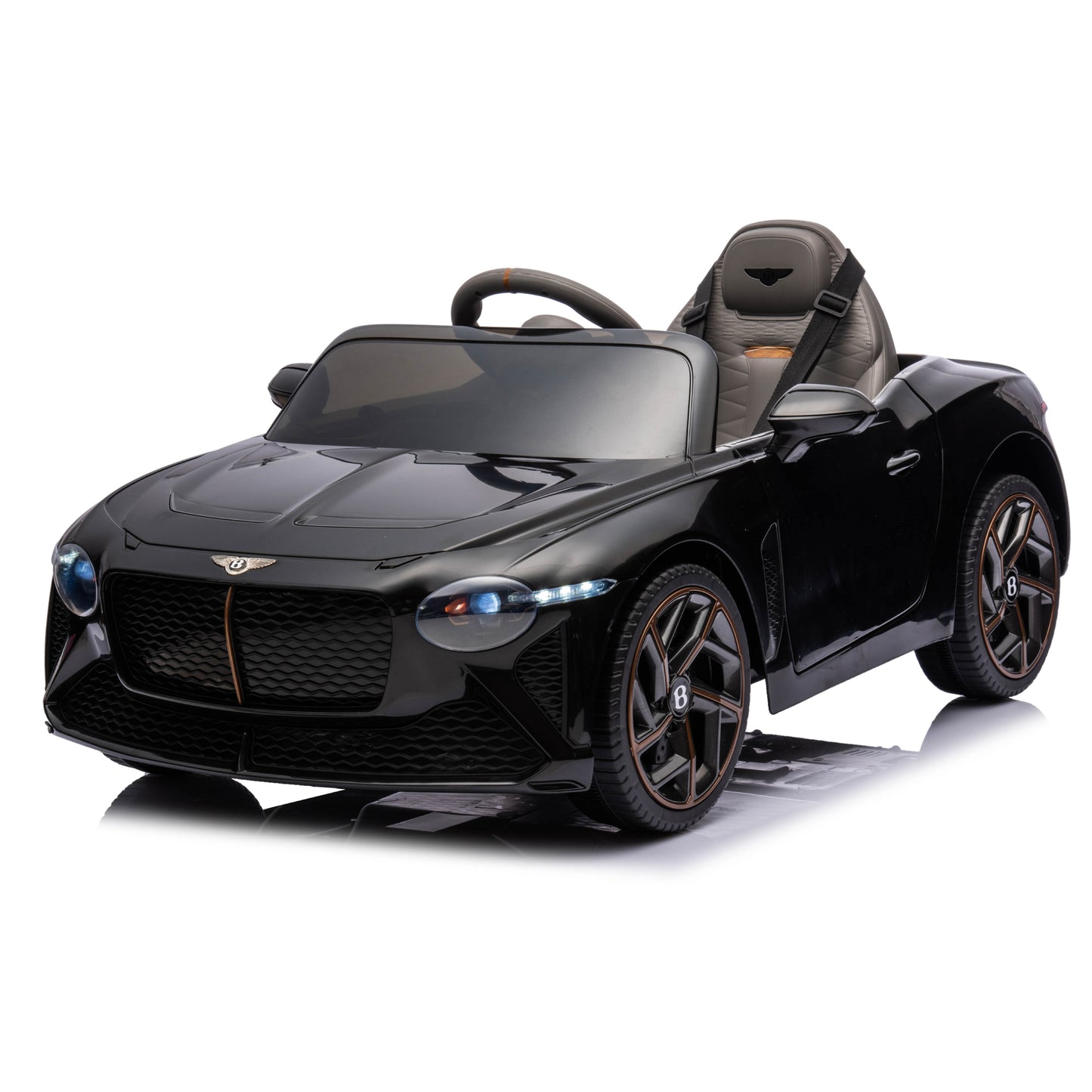 Licensed Bentley Bacalar ZB-1008 12V Kids Ride On Car Leather Seater Rubber Wheel Black