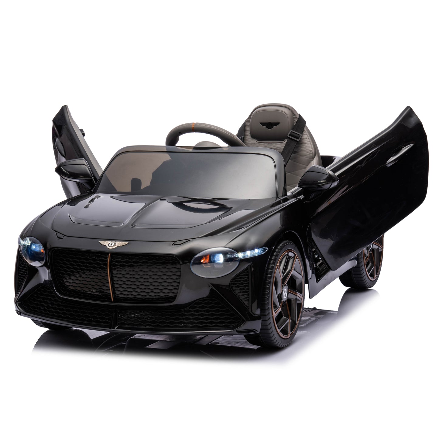 Licensed Bentley Bacalar ZB-1008 12V Kids Ride On Car Leather Seater Rubber Wheel Black