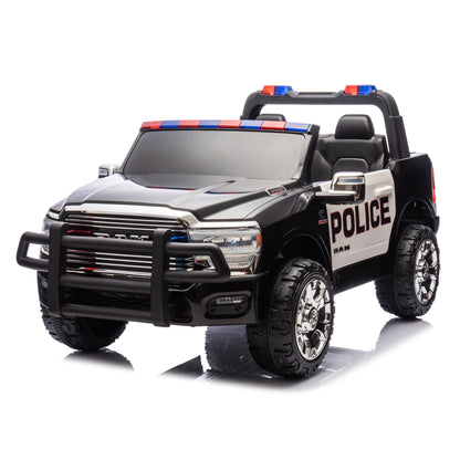 RAM 3500 Police Truck ZB2599 24V 4X4 Two Seater Kids Ride On Car Leather Seat Rubber Wheel