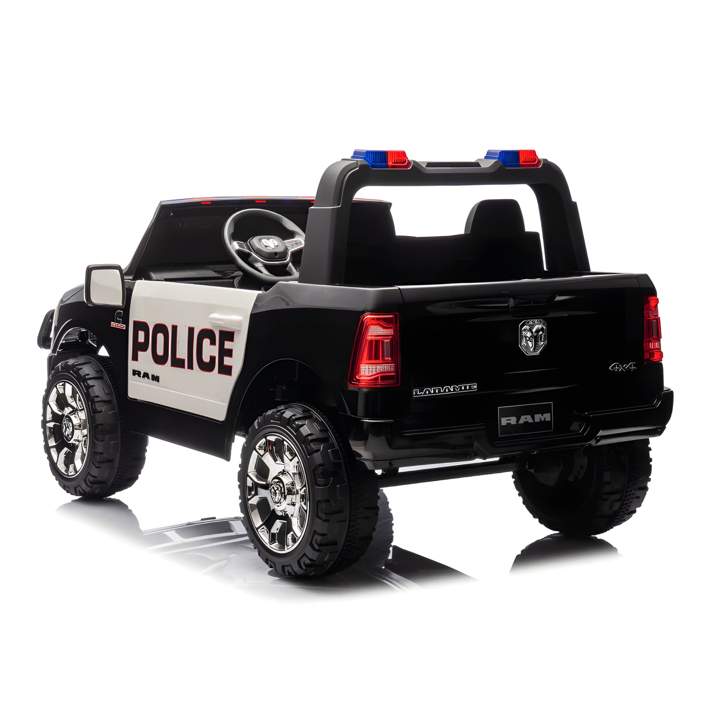 RAM 3500 Police Truck ZB2599 24V 4X4 Two Seater Kids Ride On Car Leather Seat Rubber Wheel