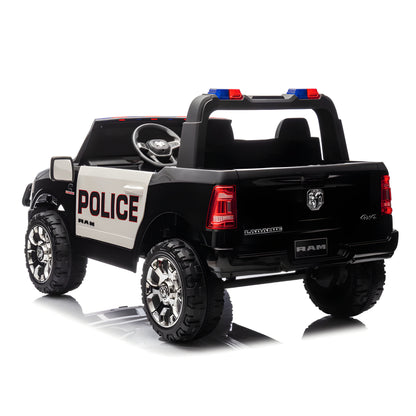 RAM 3500 Police Truck ZB2599 24V 4X4 Two Seater Kids Ride On Car Leather Seat Rubber Wheel