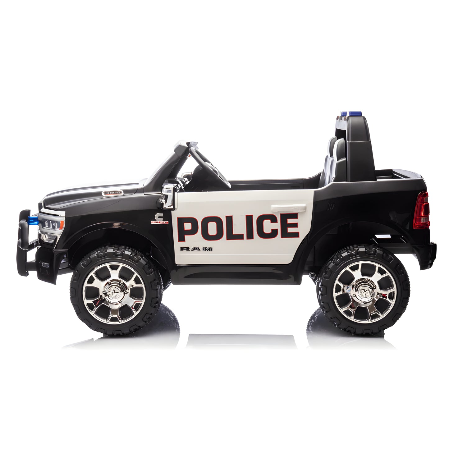 RAM 3500 Police Truck ZB2599 24V 4X4 Two Seater Kids Ride On Car Leather Seat Rubber Wheel