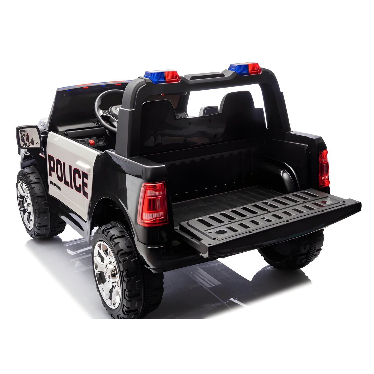 RAM 3500 Police Truck ZB2599 24V 4X4 Two Seater Kids Ride On Car Leather Seat Rubber Wheel
