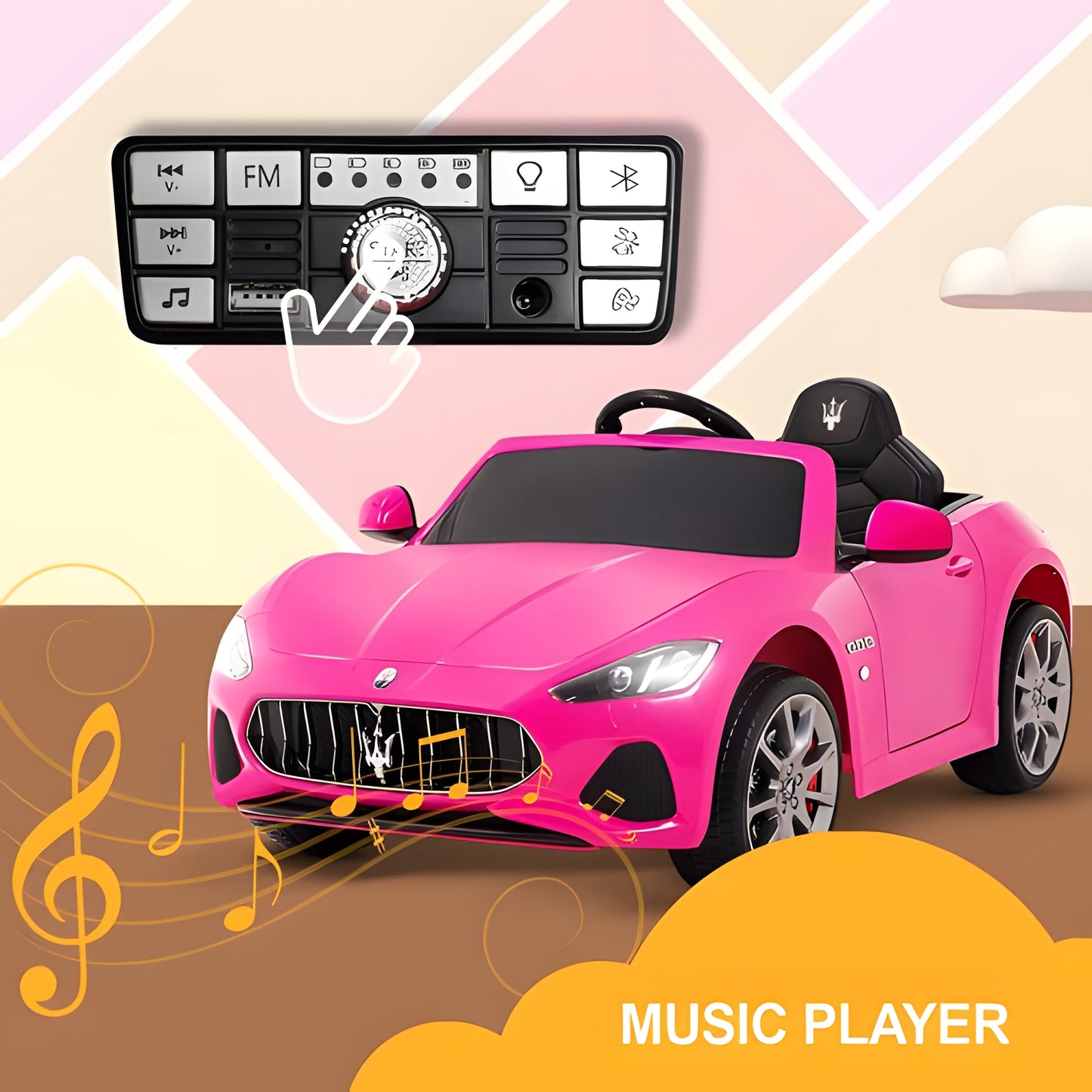 Licensed Maserati GranCabrio S302 12V Electric Kids Ride On Car Pink