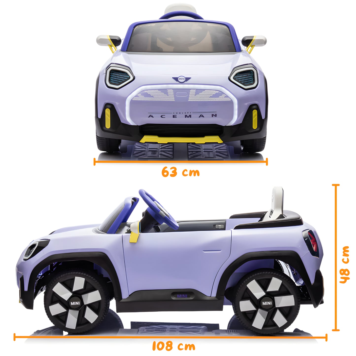 Mini Concept Aceman 12V Electric Kids Ride On Car Purple