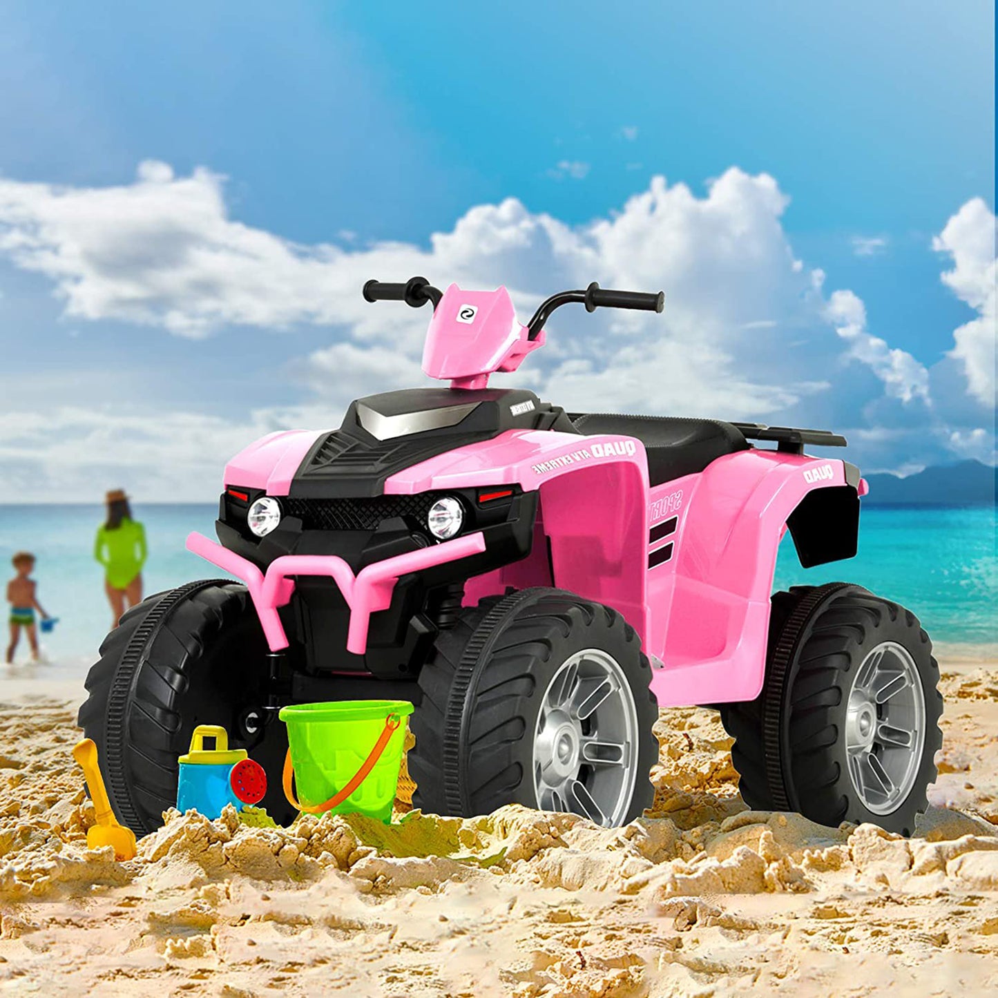2024 Uenjoy 12V Off-Road Kids Ride On Car 4 Wheeler ATV Pink