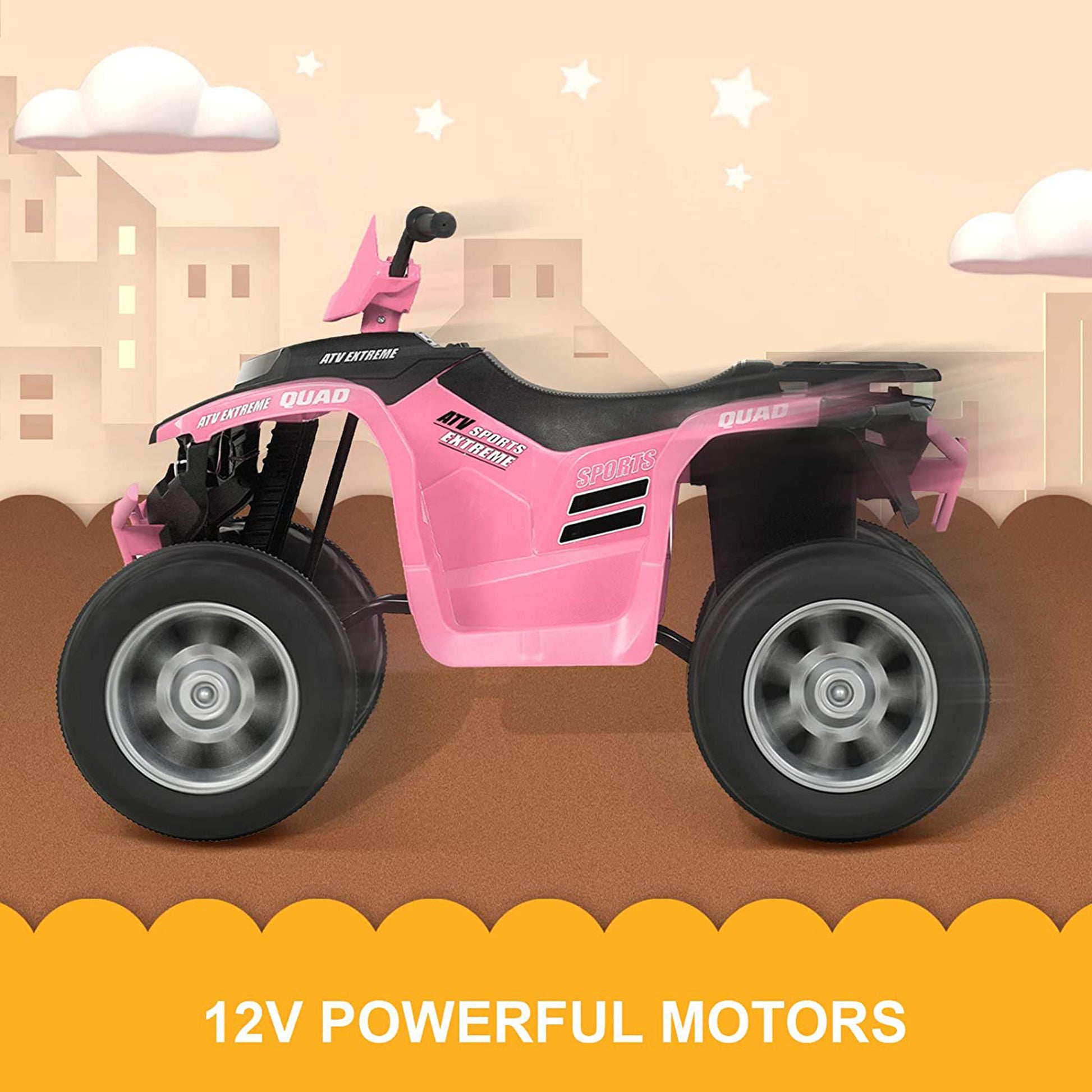 2024 Uenjoy 12V Off-Road Kids Ride On Car 4 Wheeler ATV Pink