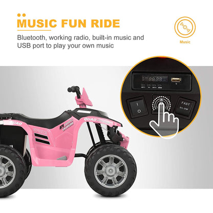 2024 Uenjoy 12V Off-Road Kids Ride On Car 4 Wheeler ATV Pink