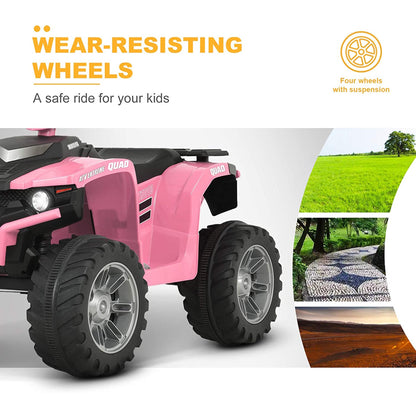 2024 Uenjoy 12V Off-Road Kids Ride On Car 4 Wheeler ATV Pink