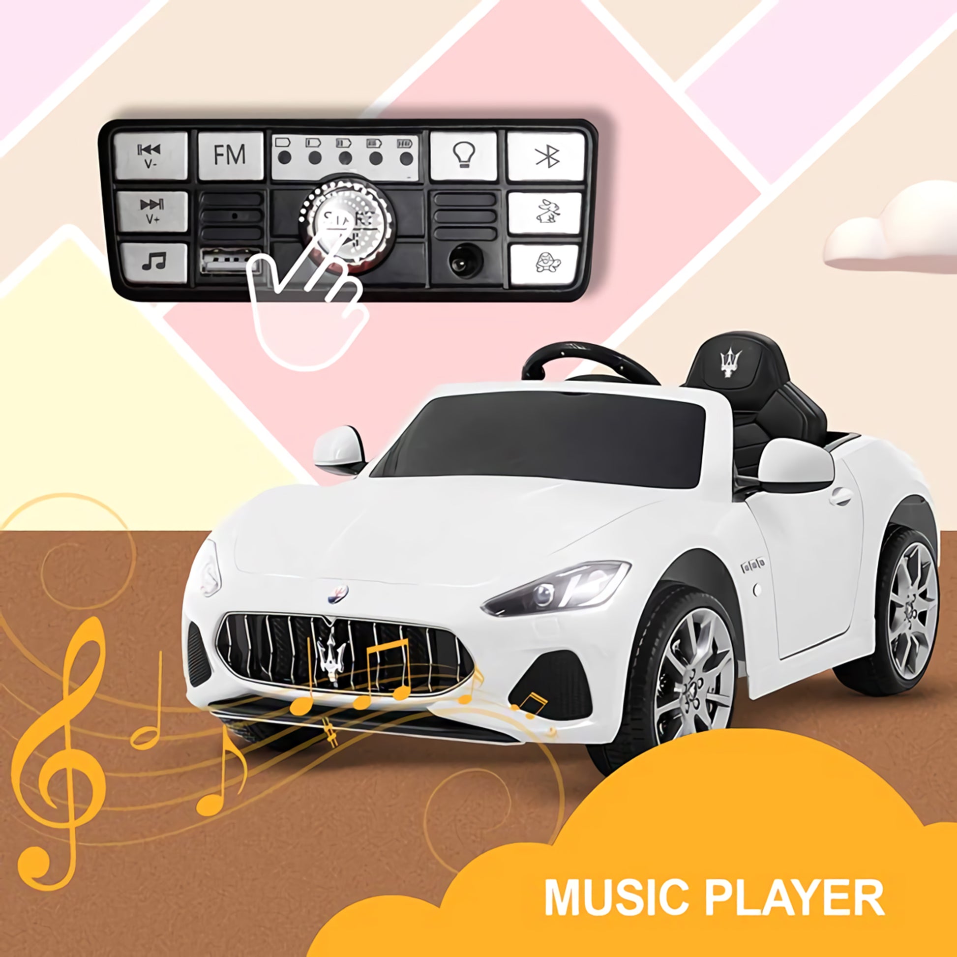 Licensed Maserati GranCabrio S302 12V Electric Kids Ride On Car White