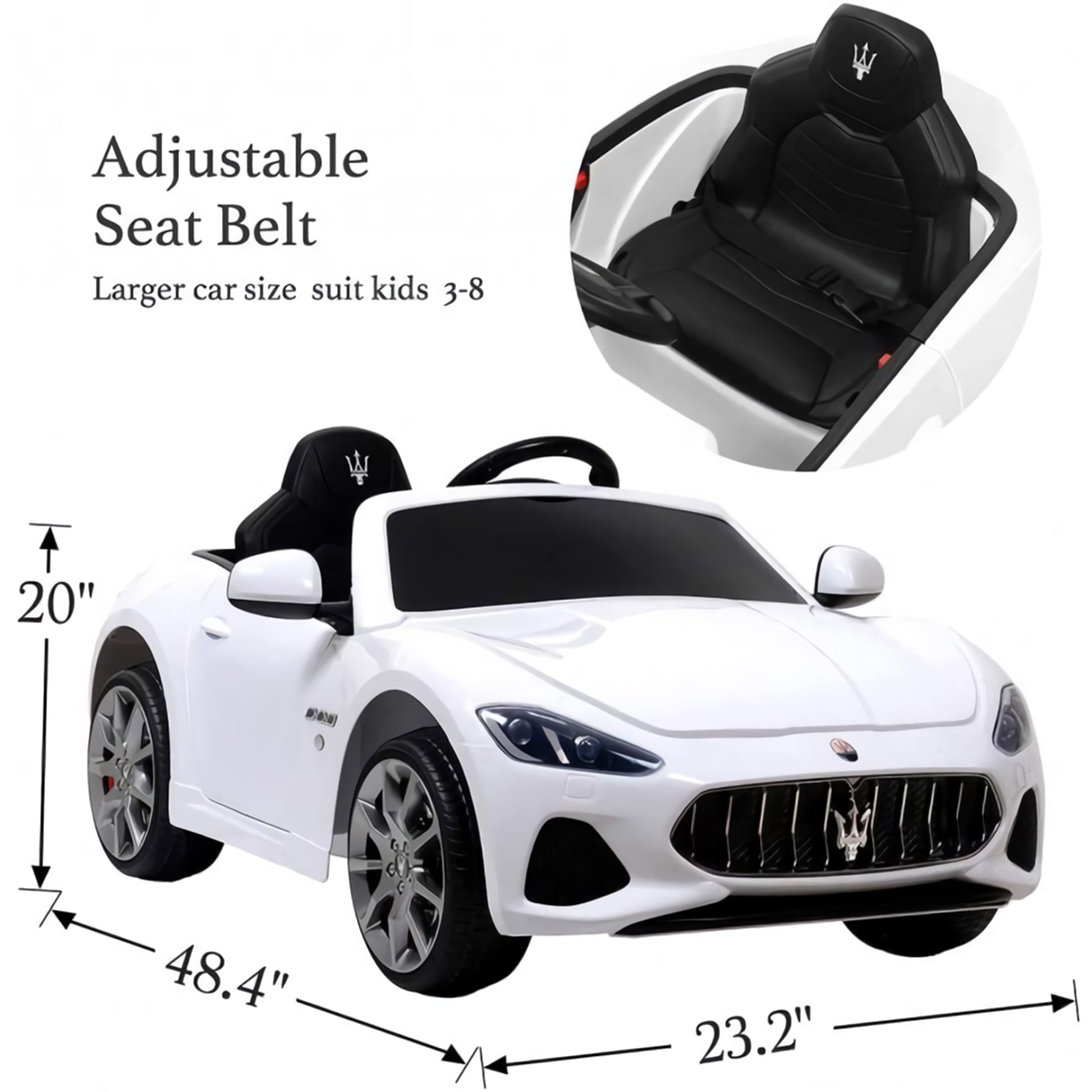 Licensed Maserati GranCabrio S302 12V Electric Kids Ride On Car White