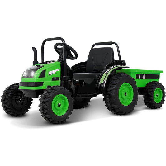 2024 HL338 6V Kids Electric Ride On Tractor with Detachable Wagon Green
